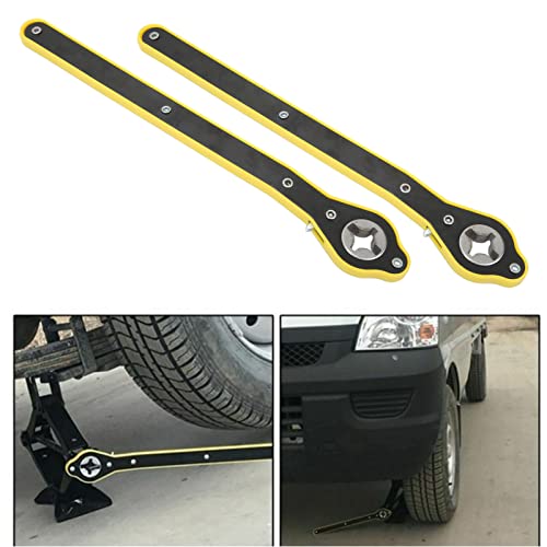 Scissor Jack Wrench, 13.4in Long Handle 2T Load Capacity Car Jack Ratchet Wrench, Heavy Duty Forged Steel with Reversible Knob for Car SUV Motorcycle Truck