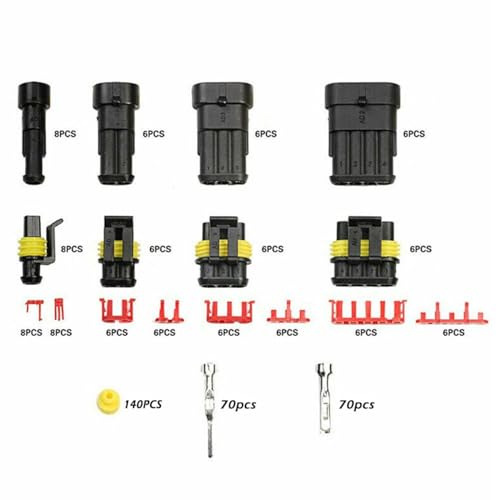 MUYI 384PCS Electrical Connectors Kit, 1/2/3/4 Pin Automotive Electrical Wire Connector Plug Car Electrical Connector Terminals Male and Female - style: 1-4pin connector(384 pcs)