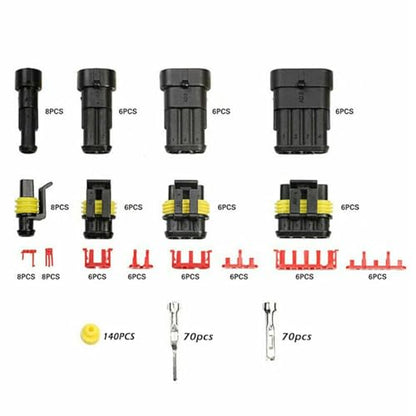 MUYI 384PCS Electrical Connectors Kit, 1/2/3/4 Pin Automotive Electrical Wire Connector Plug Car Electrical Connector Terminals Male and Female - style: 1-4pin connector(384 pcs)