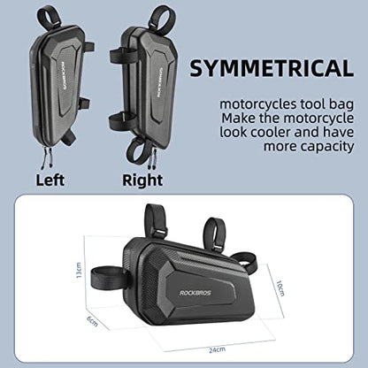 ROCKBROS Triangle Side Bag - EVA Hard Shell Motorcycle Storage Bags, Water-resistant Tail Bag 2Pcs - color: Black