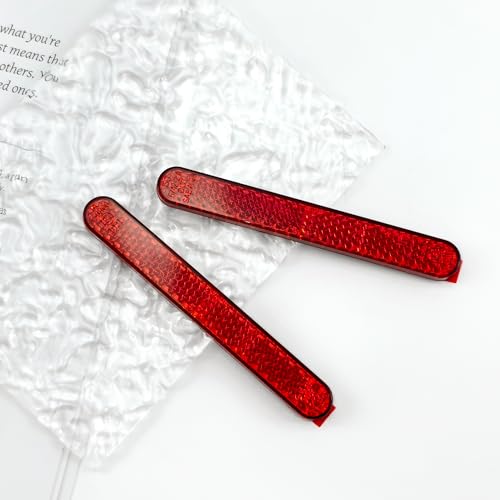BlingKingdom 2 PCS Self-Adhesive Motorcycle Safety Reflectors High-Intensity Red License Plate Reflectors for Bicycle, Cars, Trucks, Trailer, Boat