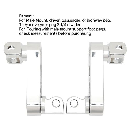 Motorcycle Foot Peg Highway Bracket – 360° Adjustable Aluminum Extension for Touring (Electroplated) - color: Electroplated