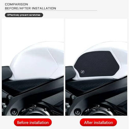New 2026 for GSXR600 GSXR750 GSX-R GSXR 600 750 2011-2024 2025 Motorcycle Side Fuel Tank pad Tank Pads Protector Stickers Decal Gas Knee Grip Traction Pad Tankpad (One Set) Black
