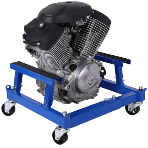 1500 lbs Heavy-Duty Motorcycle & ATV Shop Dolly, Adjustable Width & Height Steel Frame Stand with Rubber Pads, 360° Swivel Wheels, and Tie-Down Points for Garage or Workshop,Blue - color: Blue