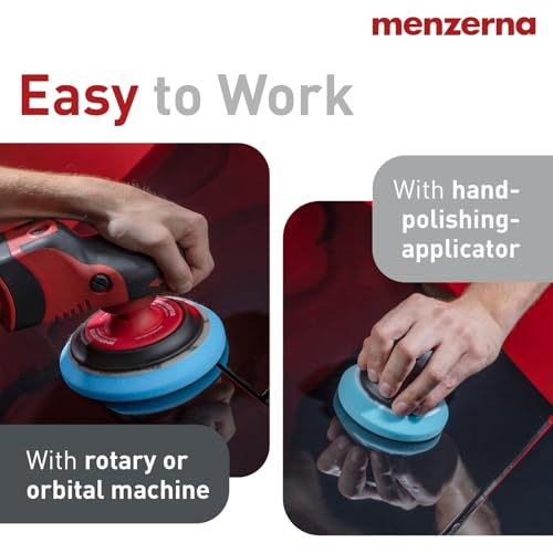 menzerna 3.5 Inch 2X Premium Polishing Pads for WAXING Sealing & Protection I Body Repair Buffing & Polishing Pads with Safety Edge & Velcro Attachment I Washable & Long Lasting - style: Waxing Pad