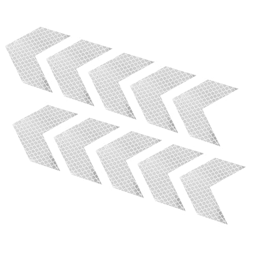 PATIKIL Reflective Stickers, 20 Pack 2.36 x 2.36 Inch Waterproof Adhesive High Visibility Night Caution Warning Arrow Shape Safety Tape Reflector for Trucks Trailers Cars, White - color: White