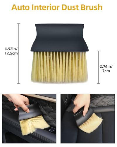Car Detailing Brush Set, Ultra Soft Boars Hair Car Interior Detailing Brushes, Car Interior Detailing Kit, Car Cleaning Gel Supplies Kit, Car Dust Brush, Car Accessories for Truck, SUV, Interior-3pcs