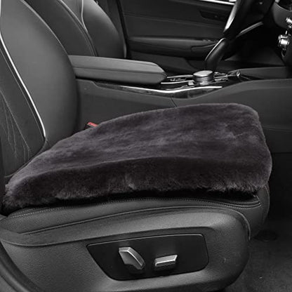 IRIWOOL Genuine Sheepskin Auto Seat Pad, Soft Wool Seat Cover Breathable and Sweat-Wicking Comfort Warm Universal Fit (Front seat Cushion 2pcs & Rear seat Cushion 1pc, Dark Grey) - color: Dark Grey, size: 3 Piece Set