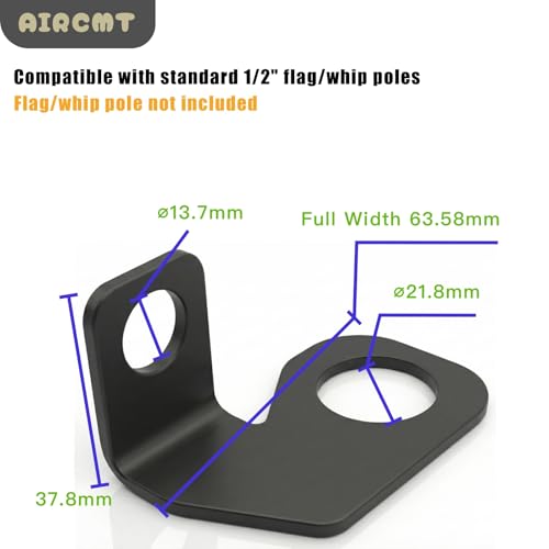 22.5mm Rear Axle Safety Flag/Whip Bracket, 304 Stainless Steel, Powder‑Coated Black, Fits 1/2" Pole, for UTV ATV Motorcycle Off‑Road Dirt Bike Motocross,CNC Machined