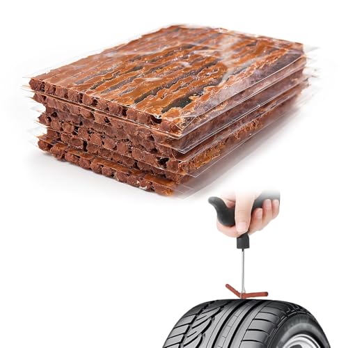 60PCS Heavy Duty Tire Plugs, 3.66" x 0.16" Rubber Auto Tire Sealing Strip Kit for Puncture Repairs, Universal Tubeless Tyre Repair Strings for Car Light Truck Motorcycle ATV (Brown) - color: Brown, 3.5mm
