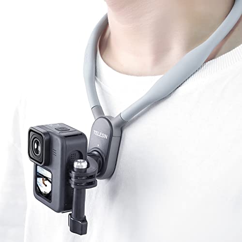 TELESIN Long Magnetic Neck Mount Necklace Holder Lanyard Strap, Chest Head Backpack View Support for GoPro Max Hero 13 12 11 10 9 8 7 Insta360 X3 Go3 Ace Pro DJI Action 4 Osmo Action 3 Accessories - color: Plus 20cm/7.87" Collar