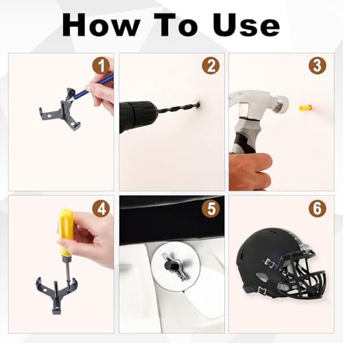8PCS Hidden Football Helmet Wall Mount Display Floating Football Helmet Shelf Case Stand Heavy Duty Metal Hanger Holder for Full and Mini Helmets