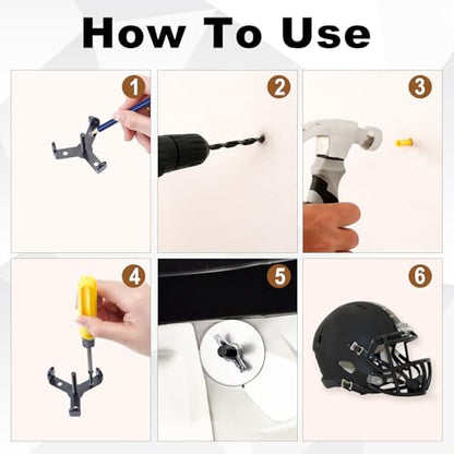 8PCS Hidden Football Helmet Wall Mount Display Floating Football Helmet Shelf Case Stand Heavy Duty Metal Hanger Holder for Full and Mini Helmets