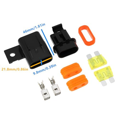 2 Sets 2 Pin 20A Fuse Connection Socket Kit Suitable for Passenger Cars Motorcycles Ships - size: 20A