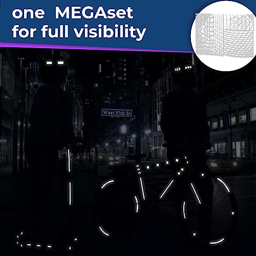 LOOM Reflective Stickers Mega Kit (101pcs WHI-Gray)• Nighttime Safety Waterproof Self-Adhesive Decals for Helmets, Skateboard, Bike, Scooter, E-Bike, Motorcycle & Strollers • Bright Colors - color: White-gray
