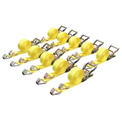 Ratchet Tie Down Straps, 1.5 in x 15 ft, 4,400 lb Breaking Strength, J-Hook, 10-Pack