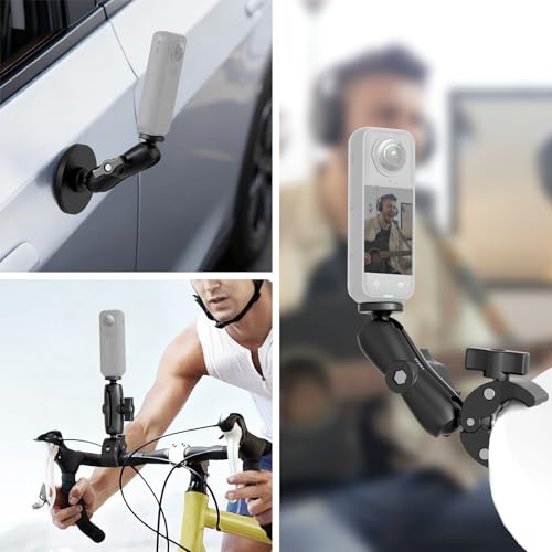 NEEWER Motorcycle Bicycle Handlebar Clamp Holder Magnetic Car Mount Accessories Kit Compatible with Insta360 X5 X4 X3 GoPro DJI AKASO Action Cameras, 360° Ball Heads for POV Video Recording, CA175 - style: CA175