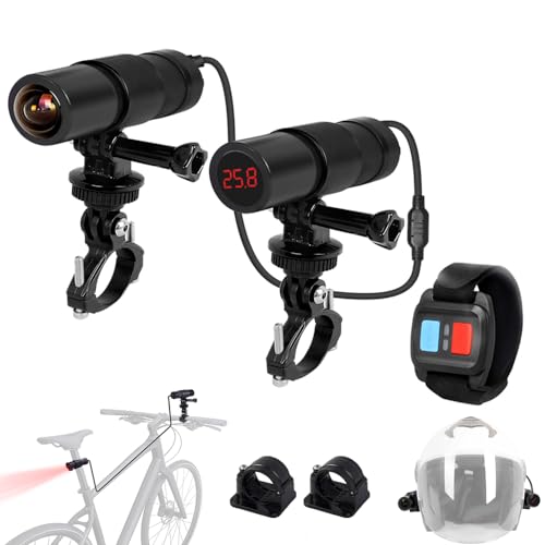 VSYSTO Bike Camera, WiFi 2K Bicycle Cam with Temperature Display Taillight, 170° Wide Angle Night Vision SONYIMX335 Lens Waterproof Motorcycle Helmet Dash Cam (2K Camera with Temperature Sensor) - style: 2K Camera with temperature sensor