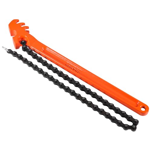 16 Inch Heavy Duty Chain Wrench - High Carbon Steel Industrial Oil Filter Tool for Extra Large Diameter Pipes and Bolts - size: 16in