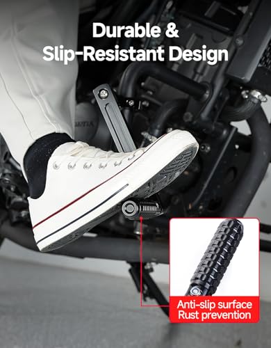 KEMIMOTO Motorcycle Highway Foot Pegs – Adjustable Universal Crash Bar Pegs for 7/8”–1.25” Round Frame Bars, Folding & Rotating Design, Compatible with Rebel 300 500, V-Strom, KLX650