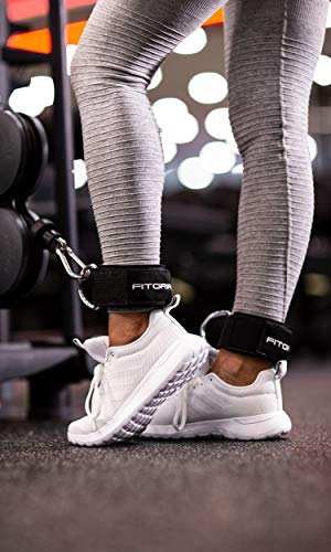 Fitgriff® Ankle Straps V2 for Cable Machine (2 Pieces) - Gym Workout Equipment - Leg Pulley Attachment, Kickback Straps - color: Black
