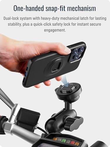 sincetop Universal 1” Ball Motorcycle Phone Mount-Series Q [ Quad ],Quick Release Motor Bike Smartphone Holder,360° Angle Adjustable,Compatible with iPhone Android and All Smartphones - size: SE - Standard, style: [SE] 1"Ball Mount - Series Q