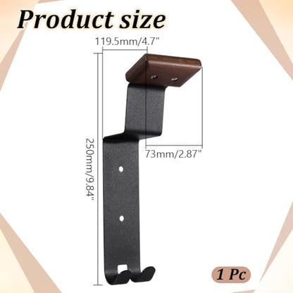 WADORN Black Helmet Wall Mount Motorcycle Helmet Holder Solid Wood Strong Alloy Helmet Gear Rack with 2 Key Hooks 9.8x2.8x4.7'' for Garage Sports Baseball Football Skiing Bike Gear Organization - size: 25x7.3x11.95cm