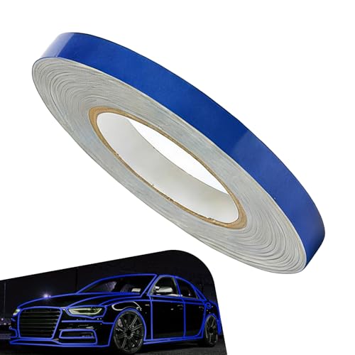 Car Reflective Strip Sticker, 0.39" x 16.4ft Cuttable Reflective Warning Body Tape, Self-Adhesive Night Visibility Rim Strip Decal, Universal for Most Cars, Motorcycles, Bikes (Blue) - color: Blue