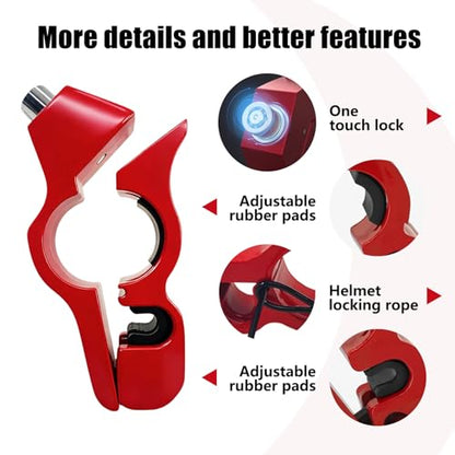 2PC Motorcycle Lock Set – Heavy Duty Anti-Theft Helmet & Brake Handlebar Locks, Universal Fit (<1.5″) for Motorcycles, Mopeds, Scooters, ATVs, Dirt Bikes, Street Bikes, Electric Scooters (Red)