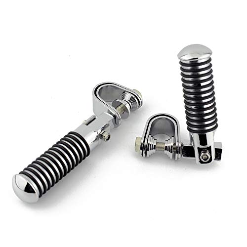 Motorcycle Footpegs Highway Pegs Adjustable Rubber Footrest 7/8" OR 1" Engine Guard Clamp Kit For Touring Road King Softail Dyna Universal (Chrome) - color: Chrome # 2