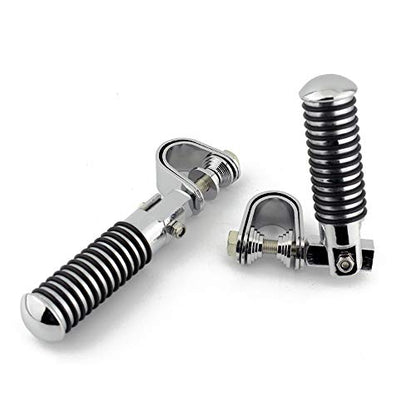 Motorcycle Footpegs Highway Pegs Adjustable Rubber Footrest 7/8" OR 1" Engine Guard Clamp Kit For Touring Road King Softail Dyna Universal (Chrome) - color: Chrome # 2