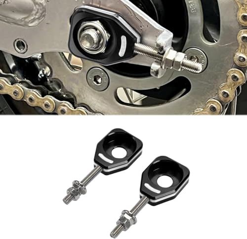 Canitu Black Rear Chain Adjusters,Motorcycle Billet Rear Axle Blocks Swingarm Spool Tensioner Tension Adjuster Accessories for Honda CRF110 2013-2024 - color: BLACK