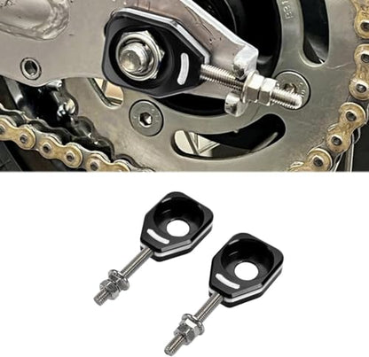 Canitu Black Rear Chain Adjusters,Motorcycle Billet Rear Axle Blocks Swingarm Spool Tensioner Tension Adjuster Accessories for Honda CRF110 2013-2024 - color: BLACK