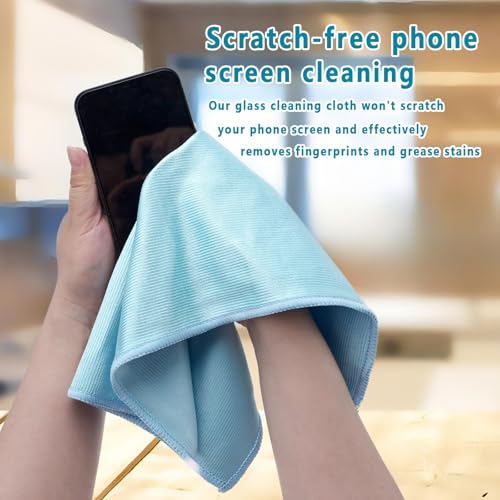 6 Pcs Glass Cleaning Cloth for Window Eyeglass Mirrors Stainless Steel - color: Blue