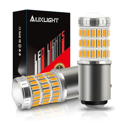 AUXLIGHT 2057 1157 2357 7528 2057A 1157A 2357A LED Bulbs Amber Yellow, Ultra Bright 60-SMD LED Replacement for Blinker Lights, Turn Signal/Parking or Running Lights, Brake/Tail Lights (Pack of 2) - color: Amber Yellow