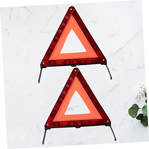 STOBAZA 2pcs Collapsible Warning Triangle Sign Emergency Roadside Kit Safety Material Day Night Visibility - size: 43.5X37cm