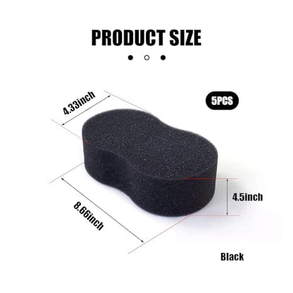 UGSHY 5 PCS Car Wash Sponge for Cleaning, 8.6In x 4.3In x 1.7In Vehicle Compressed Scrubber Kit, Universal Automotive Easy Grip Sponges for Motorcycle Bike Truck SUV Kitchen Dishes Bathroom (Black)