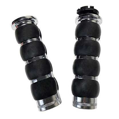 Motorcycle Hand Grips 7/8" (22mm) for Cruisers Choppers Harley Davidson Suzuki Kawasaki Yamaha Honda - color: Chrome-C