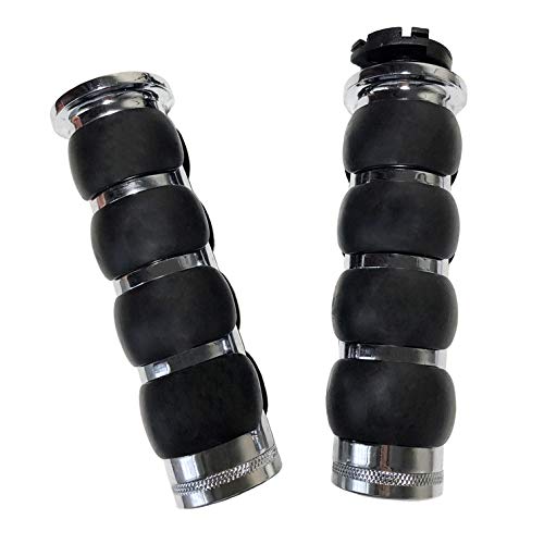 Motorcycle Hand Grips 7/8" (22mm) for Cruisers Choppers Harley Davidson Suzuki Kawasaki Yamaha Honda - color: Chrome-C