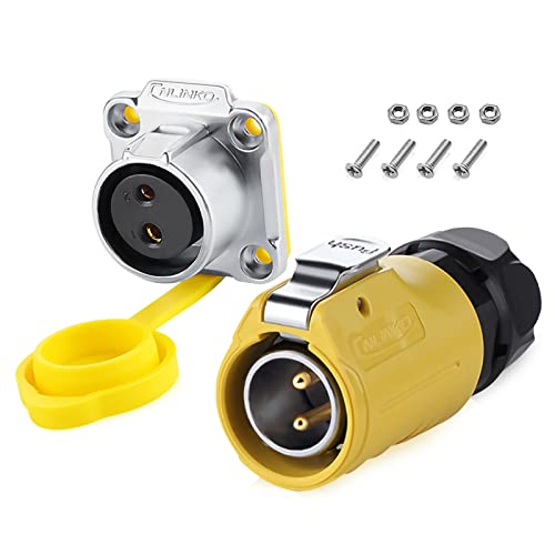 2 Pin Waterproof Connectors, Waterproof Electrical Connectors, M20 Power Connectors, Aviation Cable Connectors for Automotive, Marine, Lights, and Other Indoor/Outdoor Electrical Wire Connections - style: 2PIN-Yellow-NEW