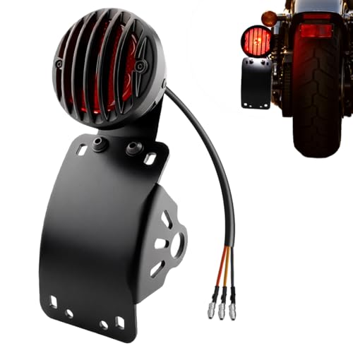 TSUNG Motorcycle Side Mount Curved License Plate Holder Rear Light, LED Brake Tail Light with Bracket Compatible with Bobber Chopper Cafe Racer Sporster 883 Rebel 500 Shadow (A-RD, 1 inch) - color: A-RD, size: 1 inch