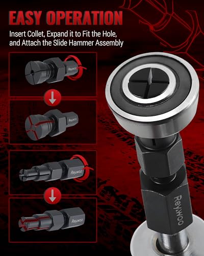 Reywoo Blind Hole Collet Bearing Puller Set, Slide Hammer Bearing Puller Set with Expandable Collets 8-32mm, 12pcs Pilot Bearing Removal Tool Internal Bearing Extractor Puller Kit - style: 12pcs 8-32mm