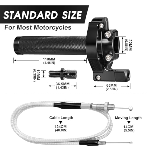 Throttle Grip Throttle Cable Motorcycle 22mm Universal CNC Aluminum Accelerator Throttle Twist Grips Handlebars for KLX CR CRF EXC XR TTR CB SSR ATV Dirt Bike Pit Bike - color: Style-B-Black