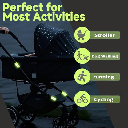 6-Pack Elastic Reflective Bands for Strollers, High Visibility Safety Reflectors with Adjustable for Night Walking, Running, Cycling, Baby Gear