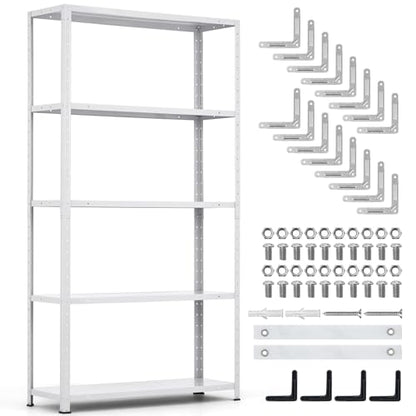 Storage Shelves, Heavy Duty Garage Storage Shelves 5-Tier Metal Shelving Unit for Kitchen Pantry Basement Bathroom Laundry, Adjustable Shelving, 2500 LBS Capacity, 35.4" L x 12" W x 68" H - size: 68"D x 35.4"W x 12"H-White