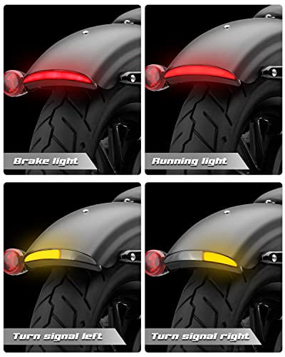NTHREEAUTO Motorcycle Chopped Rear Fender Edge LED Brake Tail Light Integrated Turn Signals Compatible with Harley Sportster XL883N XL1200N XL1200V XL1200X (Diffused Light) - color: Diffused Light