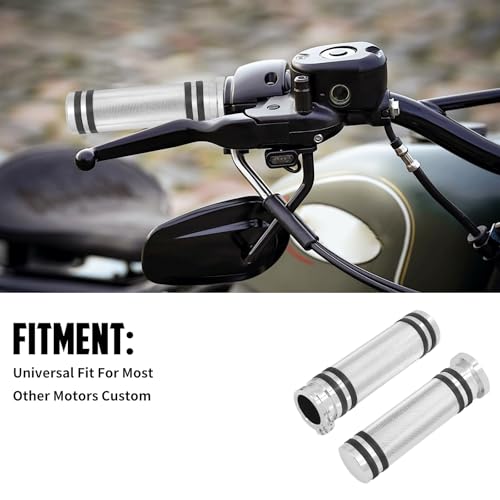 Motorcycle 1" Hand Grips Handlebar Grips Cable Throttle Fit for Harley Touring Street Glide Road King Road Glide Electra Glide Dyna Softail - color: #1 Chrome