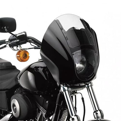 SLMOTO Quarter Head Fairing Windshield w/49mm Fork Clamp Fit for Harley Sportster XL1200X 2016-2021 Dyna Low Rider Street Bob Wide Glide Fat Bob 2006-2016 V-Rod 2002-2010 - color: Clear Windshield + Black 49mm Clamps