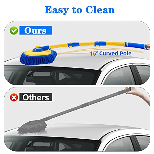 MVEQRRN Upgrade Car Wash Brush Mop with Long Handle, Car Washing Brush Kit with Scratch-Free Replacement Head - color: Blue-003