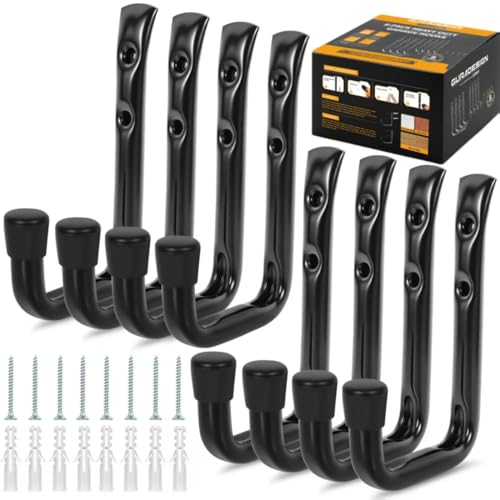 GURADESIGN 8-Pack Heavy Duty Garage Hook for Hanging 50 lbs, J Utility Hooks for Garage, Metal Wall Hooks Heavy Duty, Garage Hook for Hanging, Black | Heavy Duty - style: 3.5-Inch
